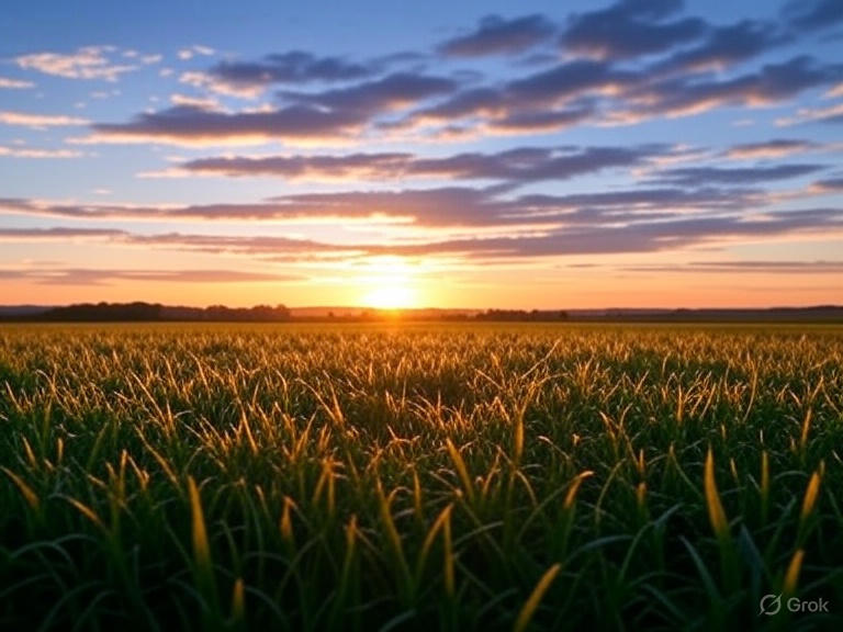 Texas Hill Country lawn at sunset, irrigated by a Highland Lakes Irrigation system in Burnet, TX